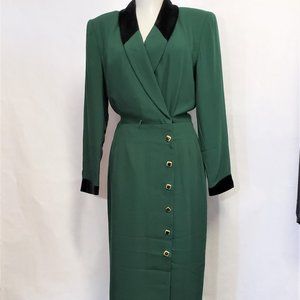 Kasper ASL Wrap Dress Long Sleeve size 6 green